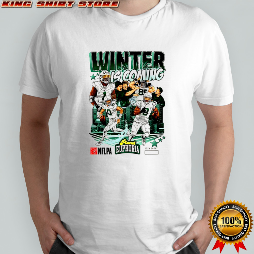 Philadelphia Eagles football winter is coming plyaer city skyline shirt