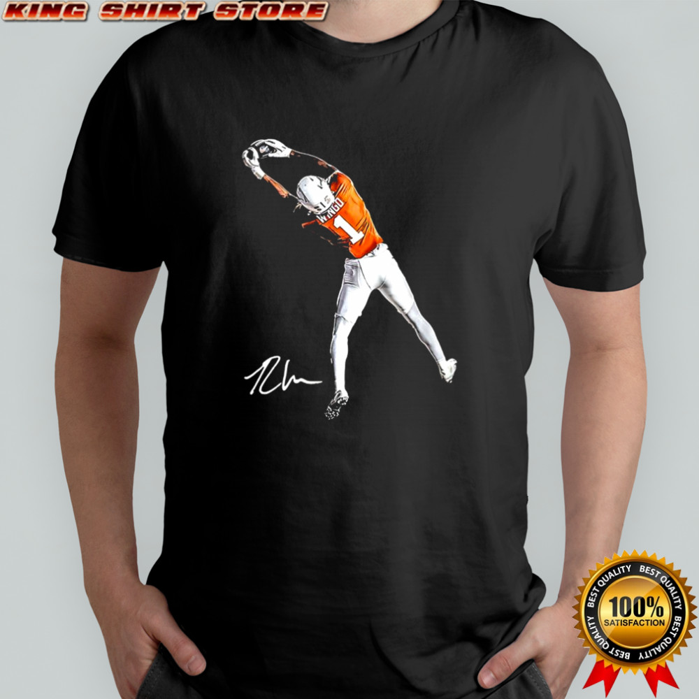 Ryan Wingo Texas Longhorns NCAA catch the ball game over signature shirt