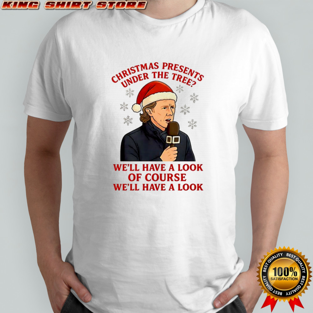 Steve McManaman Christmas presents under the tree we’ll have a look ugly Christmas shirt