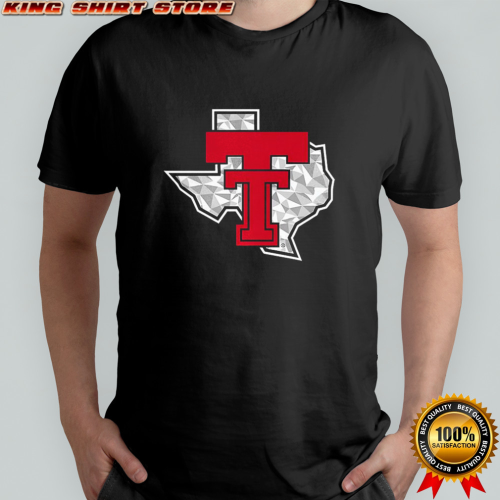 Texas Tech Red Raiders logo and Texas state map shirt