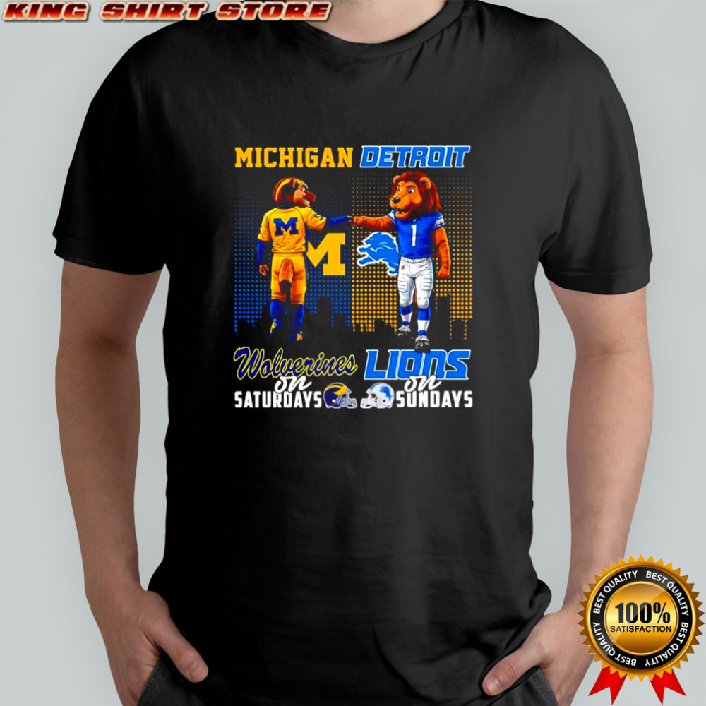 The Michigan Wolverines on Saturdays and Detroit Lions on Sundays mascots college shirt
