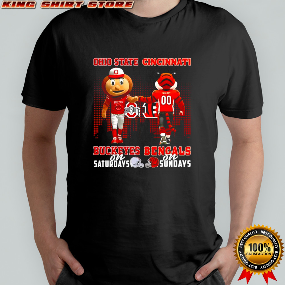 The Ohio State Buckeyes on Saturday and Cincinnati Bengals on Sundays mascots college shirt
