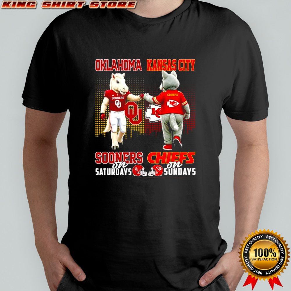 The Oklahoma Sooners on Saturdays and Kansas City Chiefs on Sundays mascots college shirt