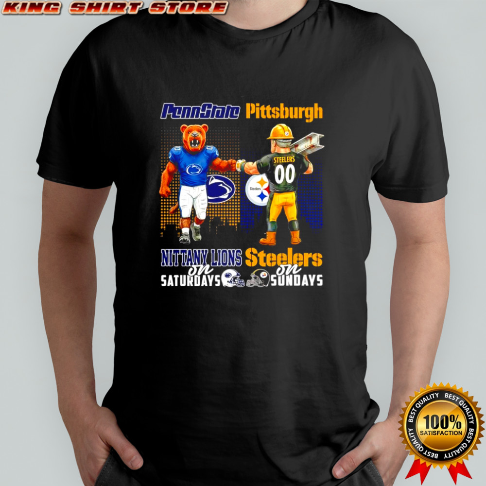 The Penn State Nittany Lions on Saturdays and Pittsburgh Steelers on Sundays mascots college shirt