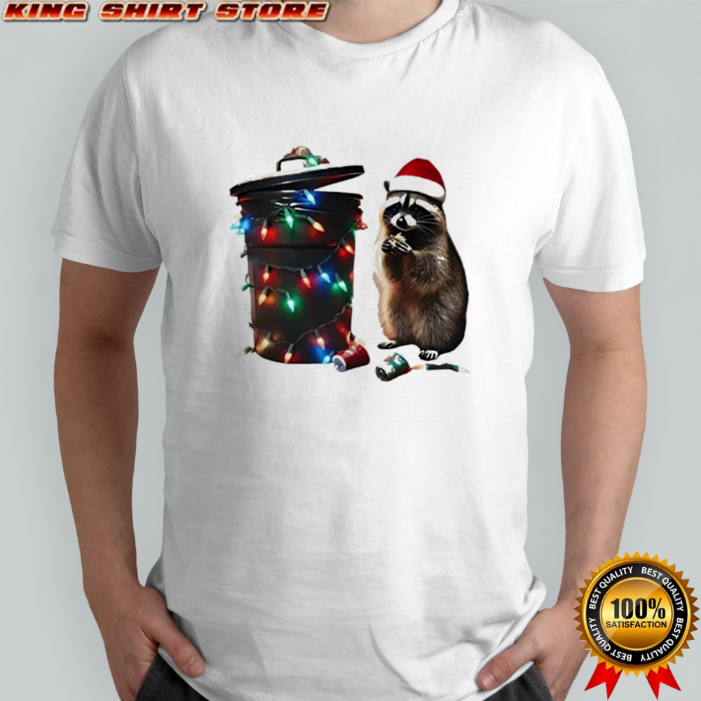 Trashy Christmas Raccoon Trash lights graphic shirt