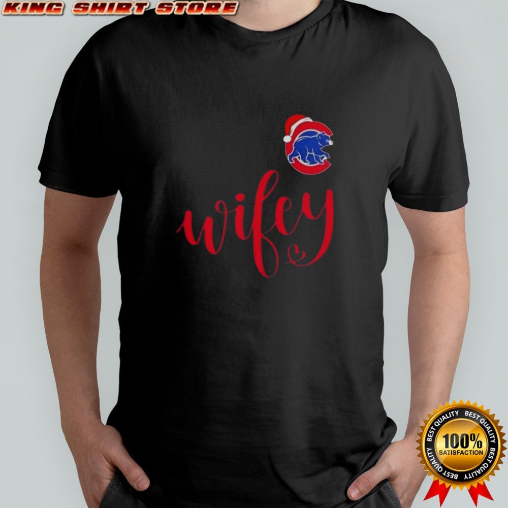 Wifey Chicago Cubs Santa Hat Merry Christmas T-Shirt